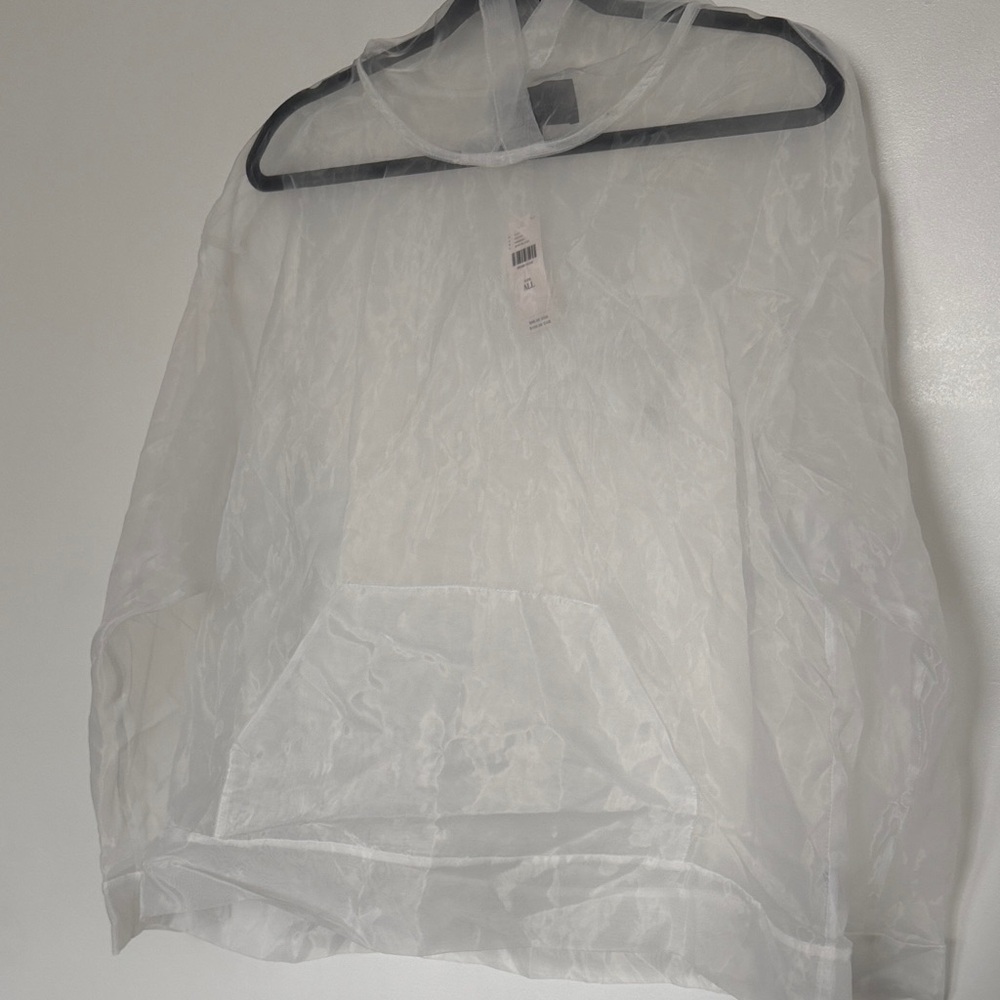 Anthropologie Sheer White Organza Pullover Hooded Top - Picture 4 of 10
